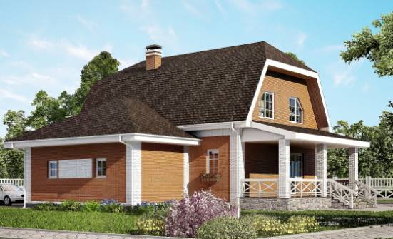 160-006-П Проект двухэтажного дома с мансардой, гараж, классический загородный дом из газосиликатных блоков Кимры | Проекты домов от House Expert