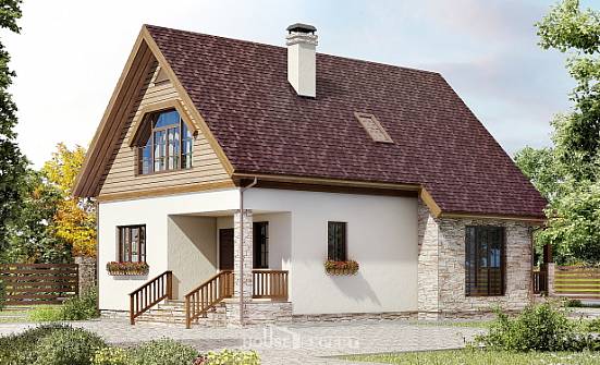 140-001-П Проект двухэтажного дома мансардой, небольшой коттедж из керамзитобетонных блоков Кимры | Проекты домов от House Expert