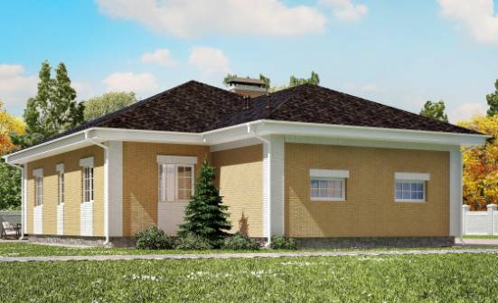 130-002-Л Проект одноэтажного дома и гаражом, экономичный дом из арболита Калязин | Проекты домов от House Expert