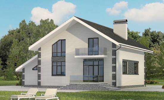 180-001-П Проект двухэтажного дома с мансардным этажом и гаражом, простой домик из твинблока Калязин | Проекты домов от House Expert