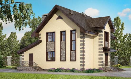 160-004-П Проект двухэтажного дома, гараж, компактный загородный дом из твинблока Торжок | Проекты домов от House Expert