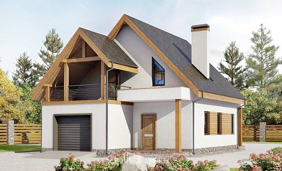 120-005-П Проект двухэтажного дома мансардой и гаражом, уютный загородный дом из теплоблока Зубцов | Проекты домов от House Expert