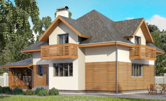 155-004-П Проект двухэтажного дома с мансардой и гаражом, современный домик из керамзитобетонных блоков Вышний Волочёк | Проекты домов от House Expert