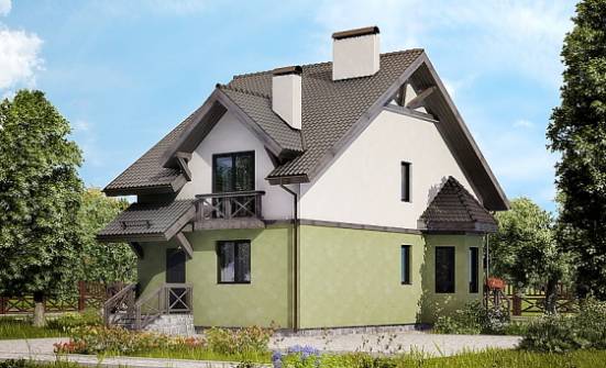 120-003-П Проект двухэтажного дома с мансардным этажом, уютный дом из теплоблока Бежецк | Проекты домов от House Expert