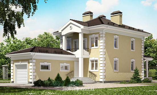 150-006-Л Проект двухэтажного дома и гаражом, недорогой загородный дом из блока Калязин | Проекты домов от House Expert