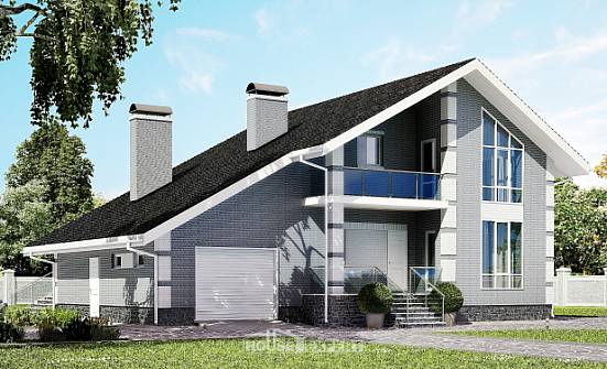 190-006-Л Проект двухэтажного дома мансардой, гараж, уютный домик из теплоблока Бежецк | Проекты домов от House Expert