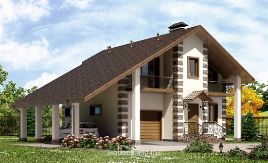 150-003-Л Проект двухэтажного дома с мансардным этажом, гараж, недорогой домик из дерева Ржев | Проекты домов от House Expert
