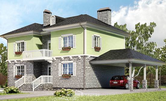 155-006-П Проект двухэтажного дома и гаражом, уютный коттедж из блока Кимры | Проекты домов от House Expert