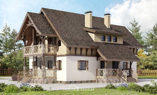 180-014-Л Проект двухэтажного дома с мансардой, уютный коттедж из бризолита Конаково | Проекты домов от House Expert