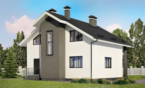 150-005-Л Проект двухэтажного дома с мансардой, небольшой коттедж из блока Ржев | Проекты домов от House Expert