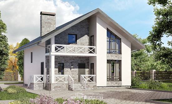 155-001-Л Проект двухэтажного дома с мансардным этажом, гараж, бюджетный домик из блока Кимры | Проекты домов от House Expert