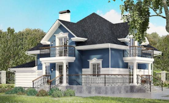 180-002-П Проект двухэтажного дома с мансардой, гараж, современный коттедж из кирпича Кашин | Проекты домов от House Expert