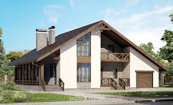 265-001-П Проект двухэтажного дома с мансардой, гараж, большой загородный дом из твинблока Кашин | Проекты домов от House Expert