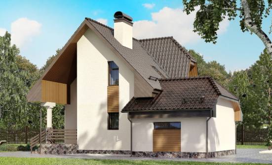 150-001-Л Проект двухэтажного дома с мансардным этажом и гаражом, простой домик из твинблока Кашин | Проекты домов от House Expert