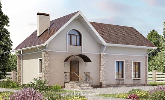 150-012-Л Проект двухэтажного дома с мансардой, скромный домик из керамзитобетонных блоков Калязин | Проекты домов от House Expert