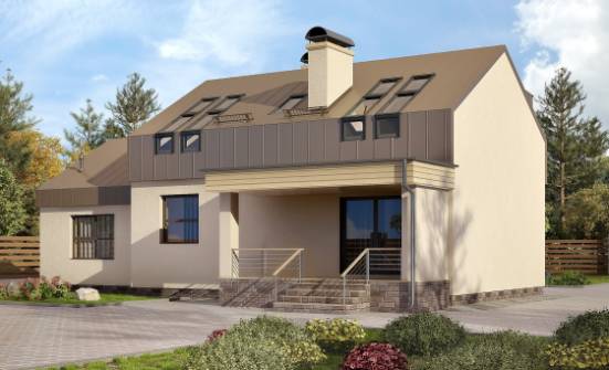 150-015-Л Проект двухэтажного дома с мансардой, гараж, классический домик из пеноблока Торжок | Проекты домов от House Expert