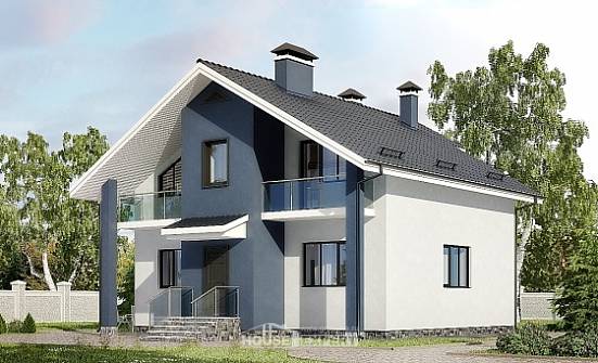150-005-П Проект двухэтажного дома мансардный этаж, небольшой коттедж из твинблока Удомля | Проекты домов от House Expert