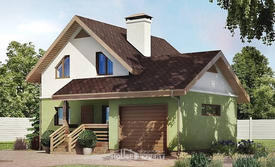 120-002-П Проект двухэтажного дома с мансардой, гараж, красивый домик из теплоблока Калязин | Проекты домов от House Expert