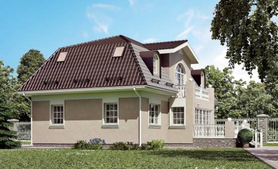 210-001-Л Проект двухэтажного дома с мансардой, простой загородный дом из бризолита Бежецк | Проекты домов от House Expert