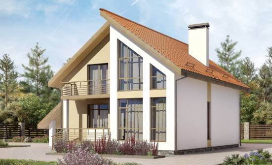 170-009-П Проект двухэтажного дома с мансардой, гараж, простой коттедж из поризованных блоков Конаково | Проекты домов от House Expert
