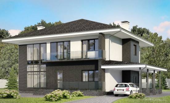 245-002-П Проект двухэтажного дома и гаражом, классический дом из теплоблока Калязин | Проекты домов от House Expert