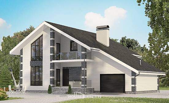 180-001-П Проект двухэтажного дома с мансардным этажом и гаражом, простой домик из твинблока Калязин | Проекты домов от House Expert