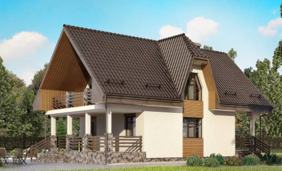 150-001-Л Проект двухэтажного дома с мансардным этажом и гаражом, простой домик из твинблока Кашин | Проекты домов от House Expert