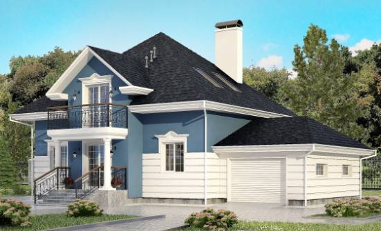 180-002-П Проект двухэтажного дома с мансардой, гараж, современный коттедж из кирпича Кашин | Проекты домов от House Expert