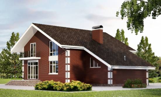 180-001-Л Проект двухэтажного дома с мансардой и гаражом, компактный загородный дом из бризолита Ржев | Проекты домов от House Expert