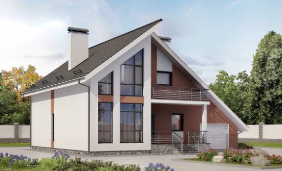 200-007-П Проект двухэтажного дома мансардой, гараж, уютный домик из арболита Торжок | Проекты домов от House Expert