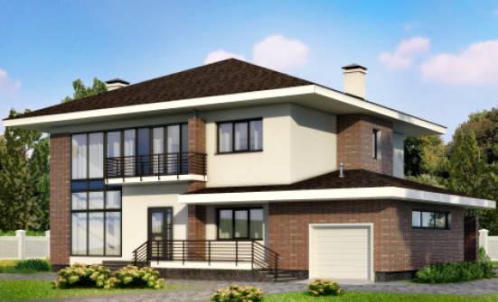 275-002-П Проект двухэтажного дома и гаражом, просторный коттедж из кирпича Кимры | Проекты домов от House Expert