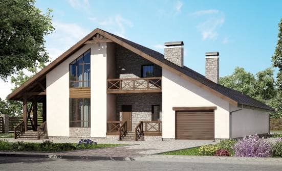 265-001-П Проект двухэтажного дома с мансардой, гараж, большой загородный дом из твинблока Кашин | Проекты домов от House Expert