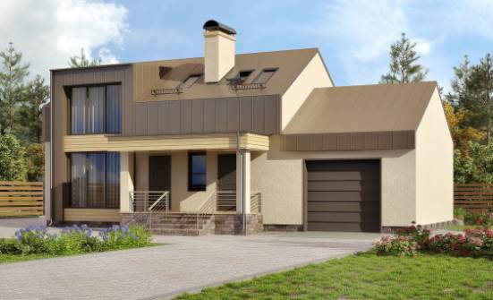 150-015-Л Проект двухэтажного дома с мансардой, гараж, классический домик из пеноблока Торжок | Проекты домов от House Expert
