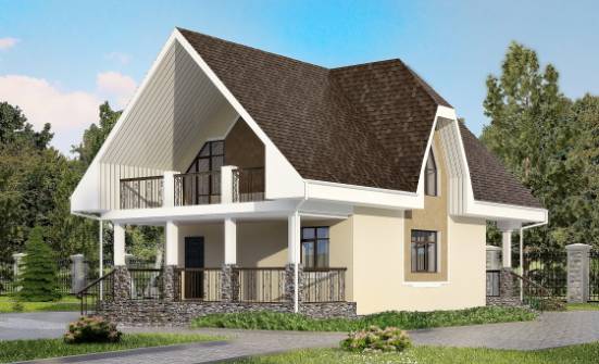 125-001-Л Проект двухэтажного дома с мансардой, бюджетный коттедж из газобетона Кашин | Проекты домов от House Expert