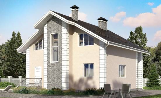 150-002-П Проект двухэтажного дома с мансардным этажом, гараж, доступный дом из пеноблока Торжок | Проекты домов от House Expert