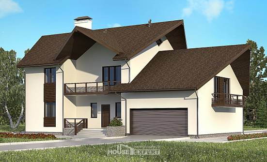 300-002-П Проект двухэтажного дома с мансардой, гараж, современный дом из блока Нелидово | Проекты домов от House Expert