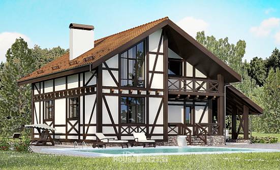 155-002-П Проект двухэтажного дома мансардой и гаражом, простой загородный дом из теплоблока Ржев | Проекты домов от House Expert