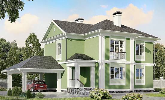 170-001-Л Проект двухэтажного дома и гаражом, небольшой загородный дом из пеноблока Тверь | Проекты домов от House Expert