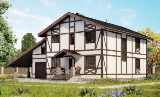 250-002-Л Проект двухэтажного дома с мансардой, гараж, современный дом из кирпича Торжок | Проекты домов от House Expert