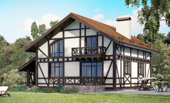 155-002-П Проект двухэтажного дома мансардой и гаражом, простой загородный дом из теплоблока Ржев | Проекты домов от House Expert