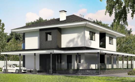 245-002-П Проект двухэтажного дома и гаражом, классический дом из теплоблока Калязин | Проекты домов от House Expert