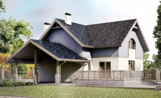 150-011-П Проект двухэтажного дома с мансардным этажом и гаражом, компактный домик из твинблока Торжок | Проекты домов от House Expert