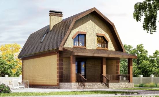 130-005-Л Проект двухэтажного дома мансардный этаж, классический домик из бризолита Калязин | Проекты домов от House Expert