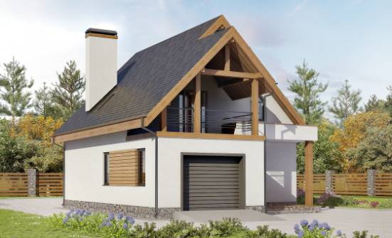 120-005-П Проект двухэтажного дома мансардой и гаражом, уютный загородный дом из теплоблока Зубцов | Проекты домов от House Expert