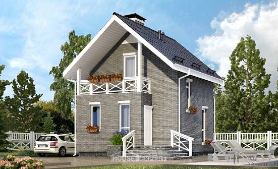 045-001-П Проект двухэтажного дома с мансардным этажом, скромный загородный дом из блока Удомля | Проекты домов от House Expert