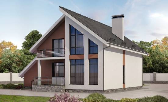 200-007-П Проект двухэтажного дома мансардой, гараж, уютный домик из арболита Торжок | Проекты домов от House Expert
