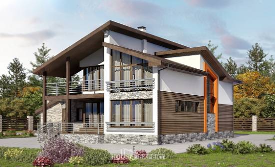 240-004-П Проект двухэтажного дома с мансардой, гараж, средний домик из пеноблока Нелидово | Проекты домов от House Expert