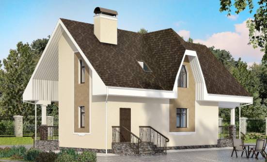 125-001-Л Проект двухэтажного дома с мансардой, бюджетный коттедж из газобетона Кашин | Проекты домов от House Expert