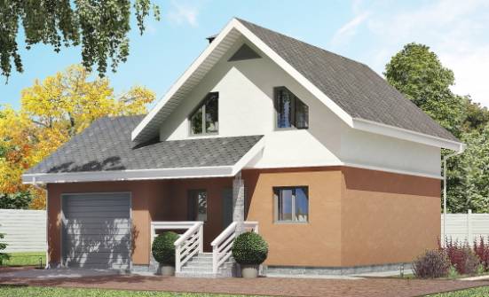 120-002-Л Проект двухэтажного дома мансардой, гараж, компактный коттедж из теплоблока Калязин | Проекты домов от House Expert