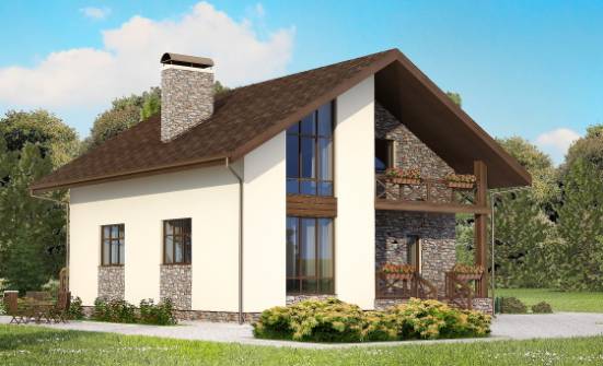 155-001-П Проект двухэтажного дома мансардой, гараж, скромный загородный дом из арболита Вышний Волочёк | Проекты домов от House Expert